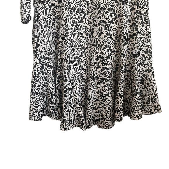 Club Monaco Silk Dress 4 Black White Whimsical Floral Fairy Boho Cottagecore - Picture 8 of 12